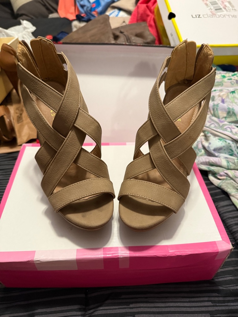 Chinese Laundry Women’s Strappy Tan Wedge Sandals - Neutral Summer Heels